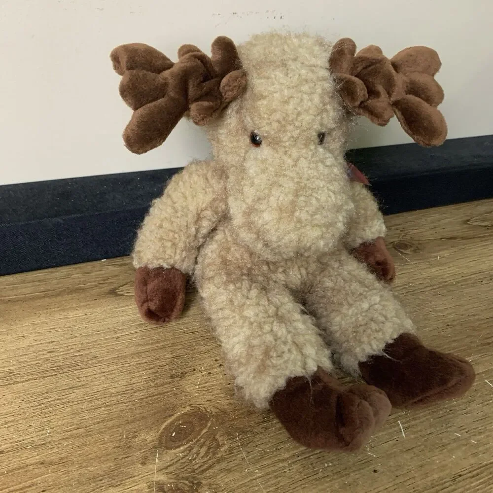 Mary Meyer 1996 Plush Mocha Moose Bean Bag Curly Stuffed Animal